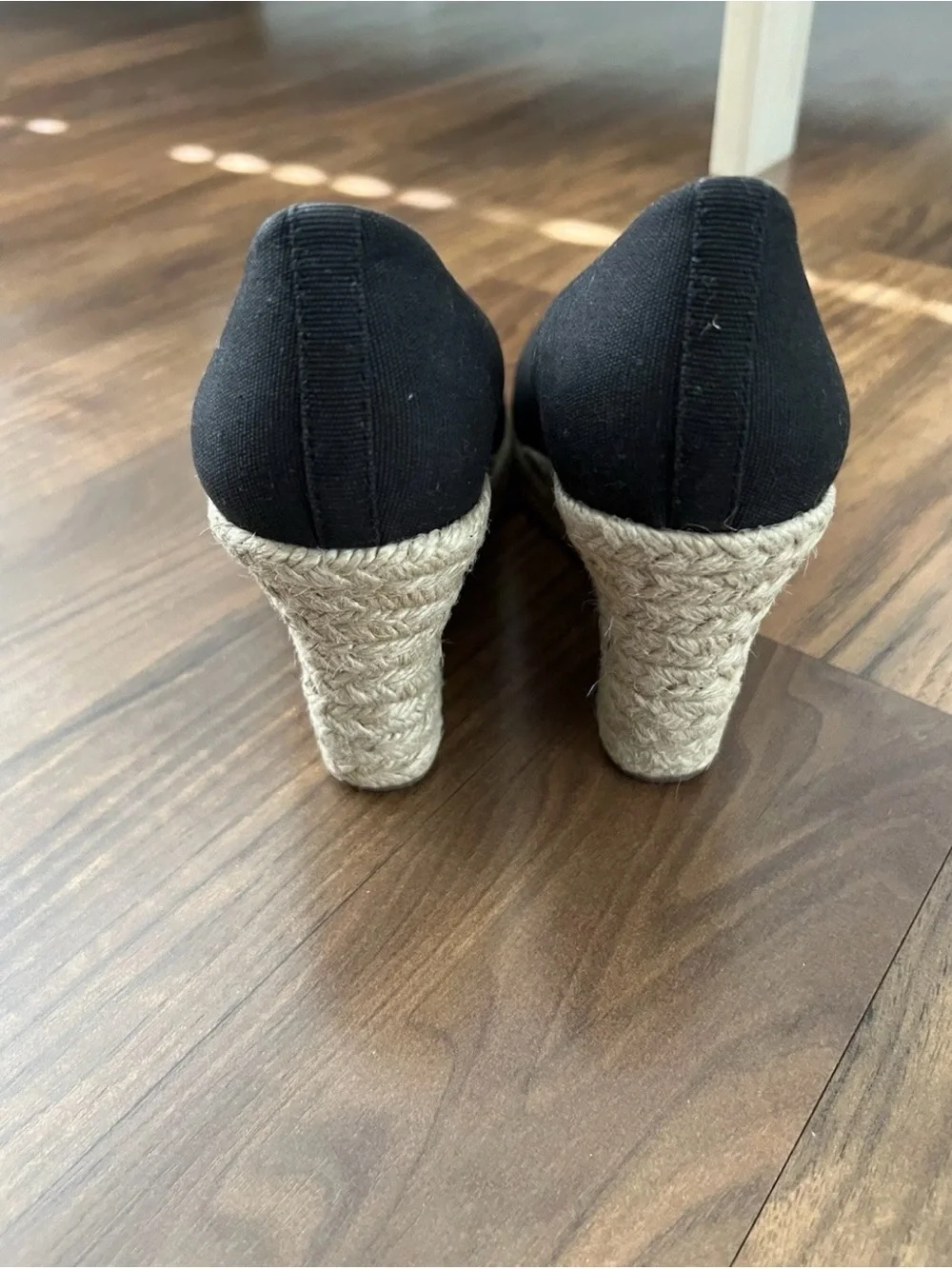 Pre-owned Excellent Condition J.crew Black Canvas Platform Espadrilles Sz 7